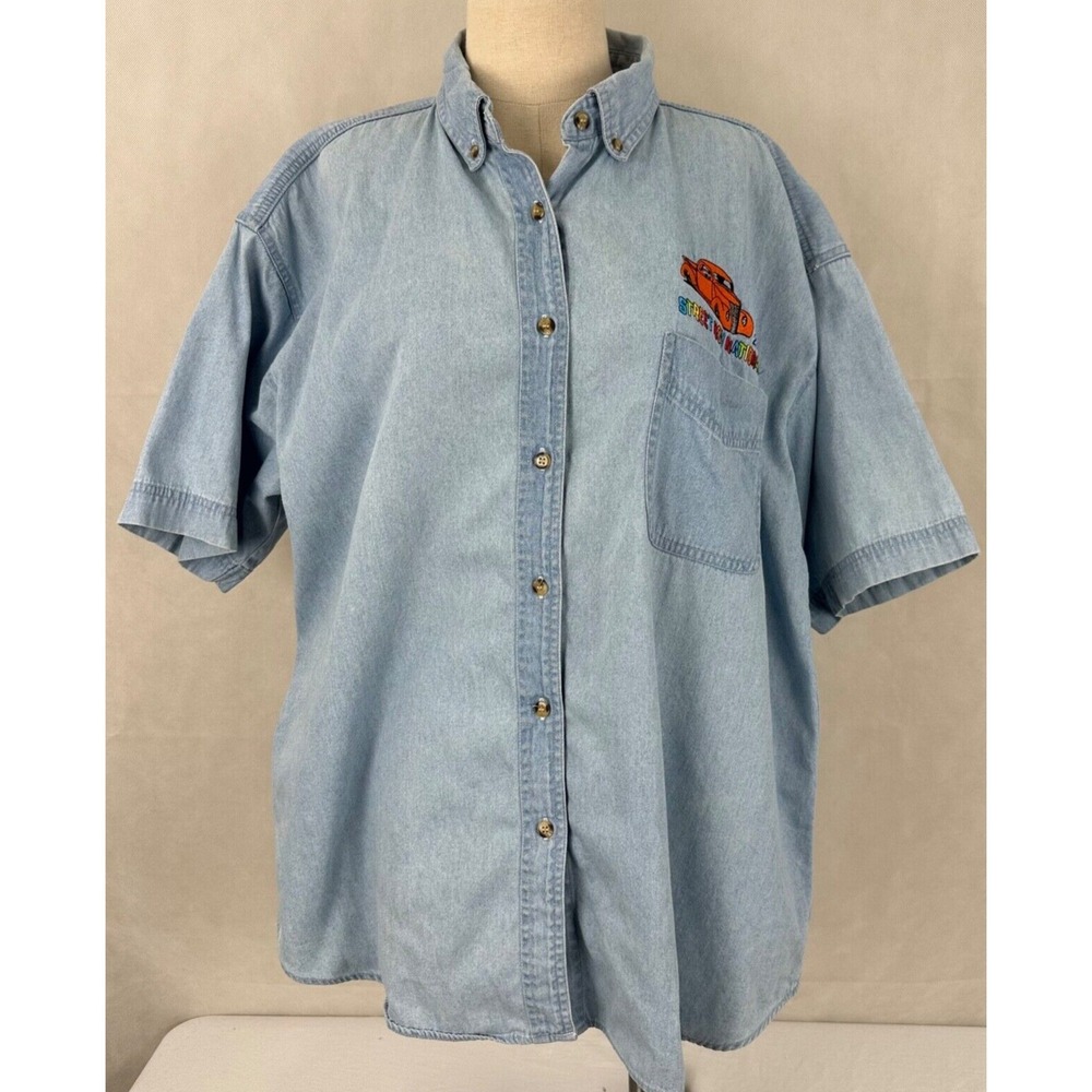 Blue Generation Denim Shirt Womens XL‎ 2005 Street Rod Nationals NSRA Chambray